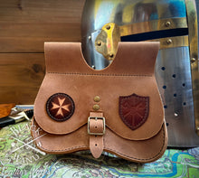 Load image into Gallery viewer, "Crusader Knight" 12th Century Leather Belt Pouch