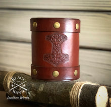 Load image into Gallery viewer, "Viking Warrior" Leather Wrist Cuff