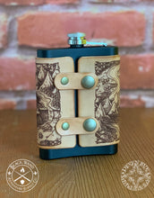 Load image into Gallery viewer, Illustrated Leather-Wrapped Flask