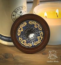 Load image into Gallery viewer, "Viking Shield" Leather Candle/Drink Coaster Set