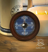 Load image into Gallery viewer, "Viking Shield" Leather Candle/Drink Coaster Set