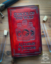 Load image into Gallery viewer, "Wolf School Alchemy & Potions" Leather Journal