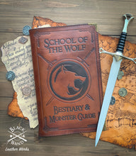 Load image into Gallery viewer, "Wolf School Monster Guide" Leather Journal