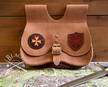 Load image into Gallery viewer, "Crusader Knight" 12th Century Leather Belt Pouch
