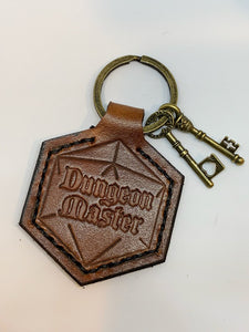 "Dungeon Master D20" Leather Key Chain