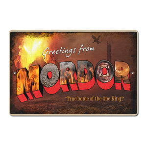 "Greetings From Mordor" metal sign