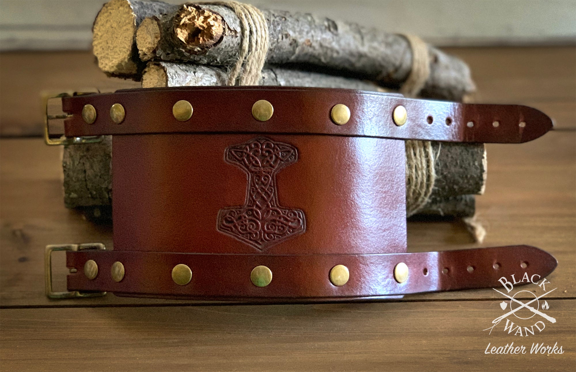 Viking Warrior Leather Wrist Cuff – Black Wand Leather Works