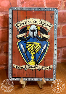 Chalice & Spear metal sign