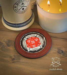"D20" Leather Candle/Drink Coaster