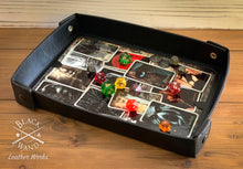 Load image into Gallery viewer, &quot;You Meet in a Tavern&quot; Leather and Metal Dice Tray
