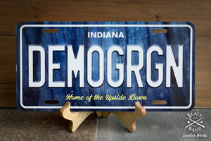 "Demogorgon" metal license plate