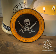 Load image into Gallery viewer, &quot;Jolly Roger&quot; Leather Candle/Drink Coaster
