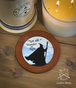"Wandering Wizard" Leather Candle/Drink Coaster